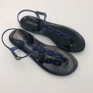 Grendha Jelly Navy T Strap Sandals Sz 9